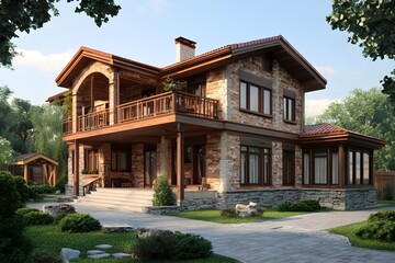 Brick Stone Modern House Architecture Design Exterior