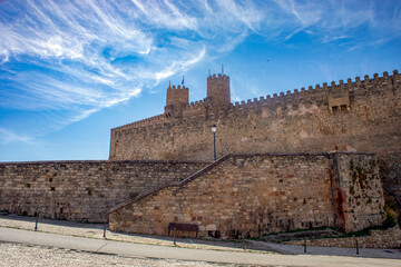 Sigüenza Castle, Guadalajara, Castilla-La Mancha, Spain, with its walls and crenellated towers in...