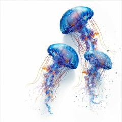 Serene Jellyfish Frame on White Background - Marine Life Art Concept