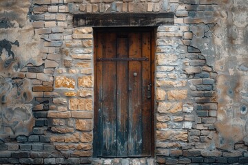 Vintage Doorway. A doorway with intricate details against a plain backdrop.