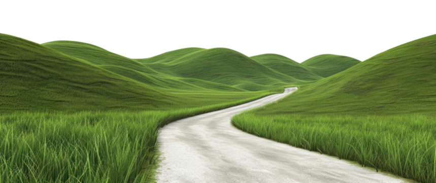 Serene green hills landscape path - Powered by Adobe