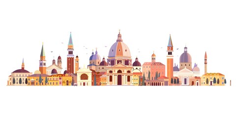 Italian Cityscape with Churches and Towers