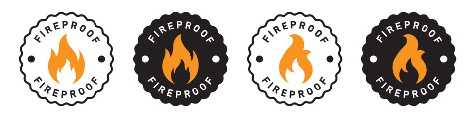 Fireproof label icon. Flame resistant set icon, vector illustration