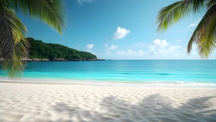 beach scene with palm trees