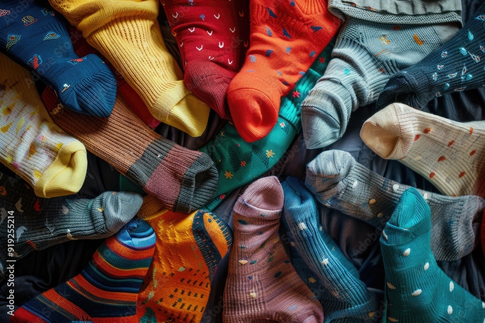 Poster a stack of colorful socks sitting on top of each other