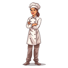 A female chef in a simple flat illustrative style with a white background