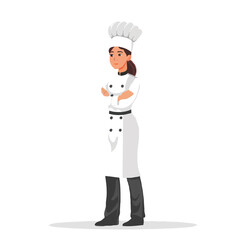 A female chef in a simple flat illustrative style with a white background
