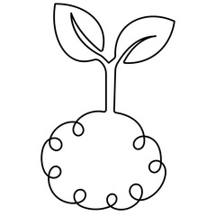 
Human brain single line art, continuous one line drawing of  Isolated outline vector art 
