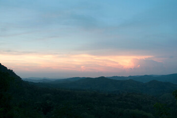 sunset panorama in the mountains