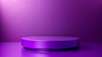 A vibrant purple pedestal with soft lighting, perfect for showcasing products or artwork in a stylish display.