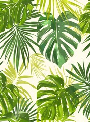 Tropical Leaves Seamless Pattern Background