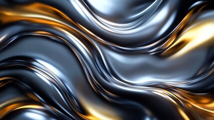Abstract Wavy Pattern of Metallic Gold and Silver