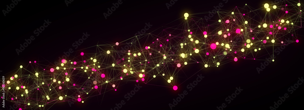 Poster business futuristic backdrop. network connection structure cyberspace with moving particles. abstrac