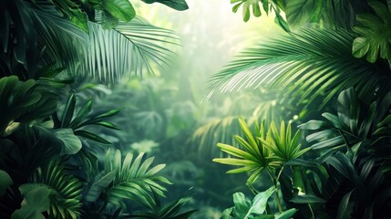 Obraz premium Lush Tropical Foliage with a Sunlit Background