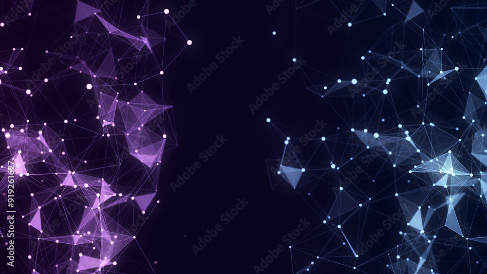 Poster business futuristic backdrop. network connection structure cyberspace with moving particles. abstrac