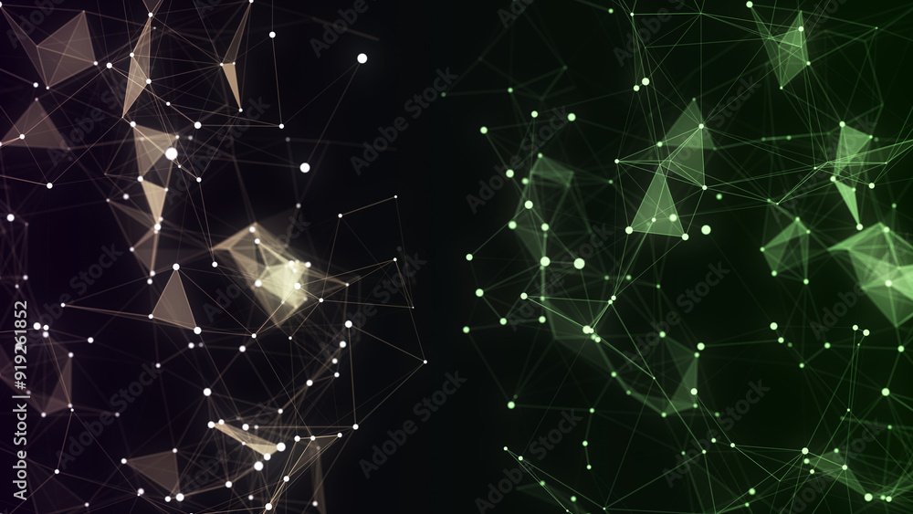 Poster business futuristic backdrop. network connection structure cyberspace with moving particles. abstrac