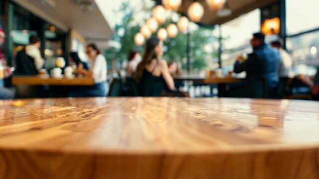 Cafe Setting with Blurred Background of People Enjoying Coffee