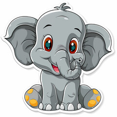Obraz premium Cute Elephant cartoon on a White Canvas Sticker,vector image