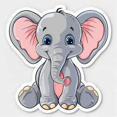 Obraz premium Cute Elephant cartoon on a White Canvas Sticker,vector image