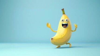 Cute 3D cartoon character of banana