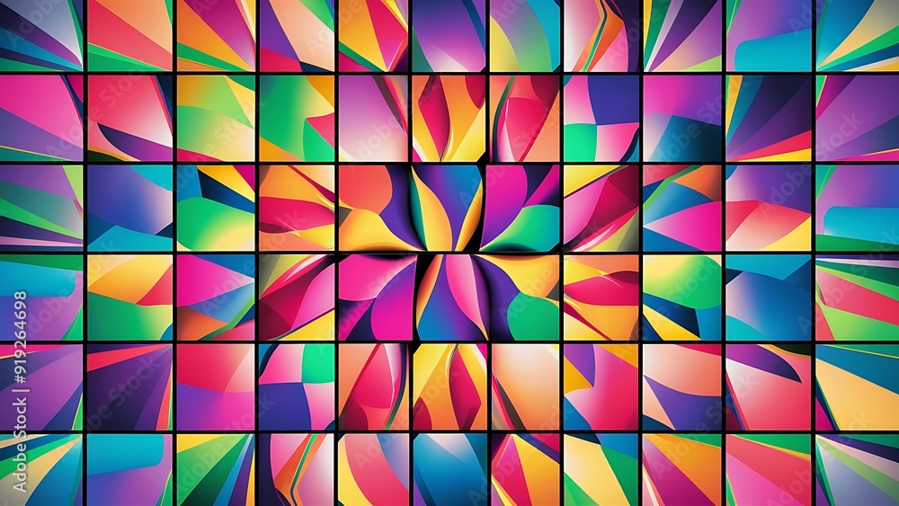 Wall mural Abstract colorful square wallpaper background.