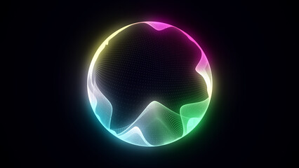 Sci-fi sphere with particles and lines. Concept network connection. Frame sphere. Abstract technology background. 3d rendering.