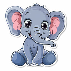 Obraz premium Cute Elephant cartoon on a White Canvas Sticker,vector image