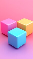 Obraz premium Three Colorful Cubes on Pink Background