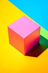 Pink Cube On Colorful Background