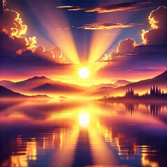 sunset in the mountains