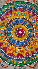 Vibrant Beaded Design - Colorful Symmetrical Pattern. AI Generation.