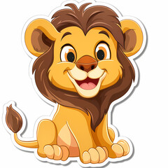 Obraz premium Cute Lion cartoon on a White Canvas Sticker,vector image