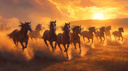 Hyperrealistic Wild Horse Herd Galloping - Stunning AI Art