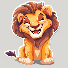 Obraz premium Cute Lion cartoon on a White Canvas Sticker,vector image