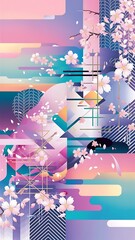 Obraz premium abstract Japanese design with pastel colors