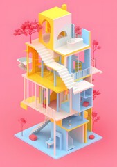 Abstract Colorful 3D Building Design