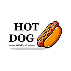 Hot dog logo vector illustration template, with shadow