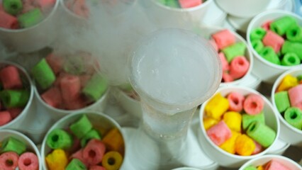 ChikiBul is one of the snacks that pours liquid nitrogen to get the effect of smoke.