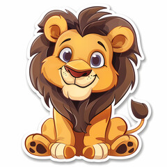Fototapeta premium Cute Lion cartoon on a White Canvas Sticker,vector image