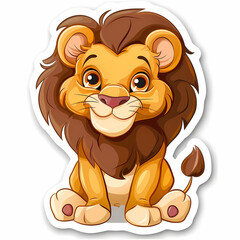 Obraz premium Cute Lion cartoon on a White Canvas Sticker,vector image