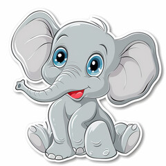 Obraz premium Cute Elephant cartoon on a White Canvas Sticker,vector image