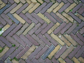 Herringbone cobblestone pavement