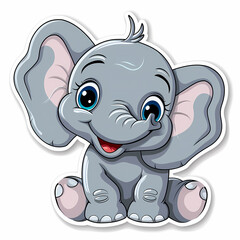 Obraz premium Cute Elephant cartoon on a White Canvas Sticker,vector image