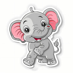 Obraz premium Cute Elephant cartoon on a White Canvas Sticker,vector image
