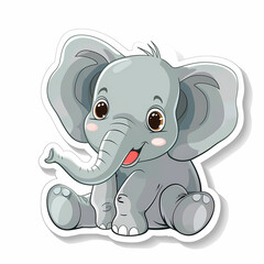 Obraz premium Cute Elephant cartoon on a White Canvas Sticker,vector image