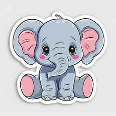 Obraz premium Cute Elephant cartoon on a White Canvas Sticker,vector image