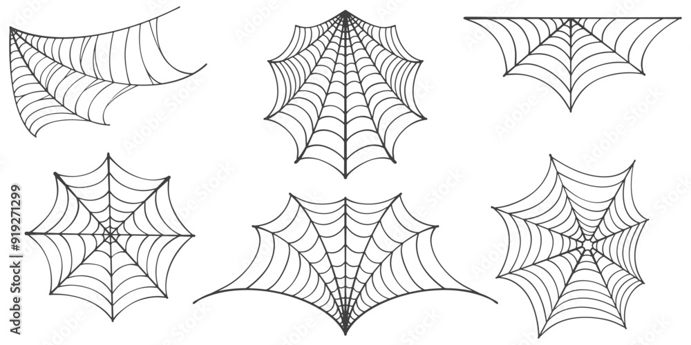 Sticker vector set of spider web on white