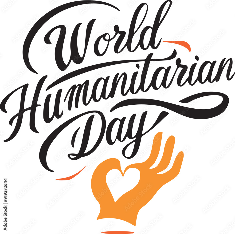 Fototapete world humanitarian day typography calligraphic letterings typescript text tshirt vector art flat des