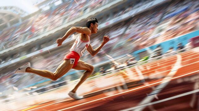 Japanese Athlete Sprinting to Victory in 5000m Track Event