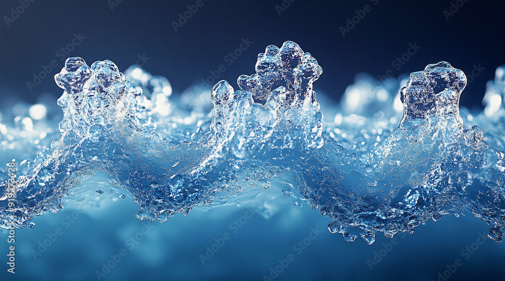Aufkleber abstract background with wavy lines and waves of frozen water. generative ai